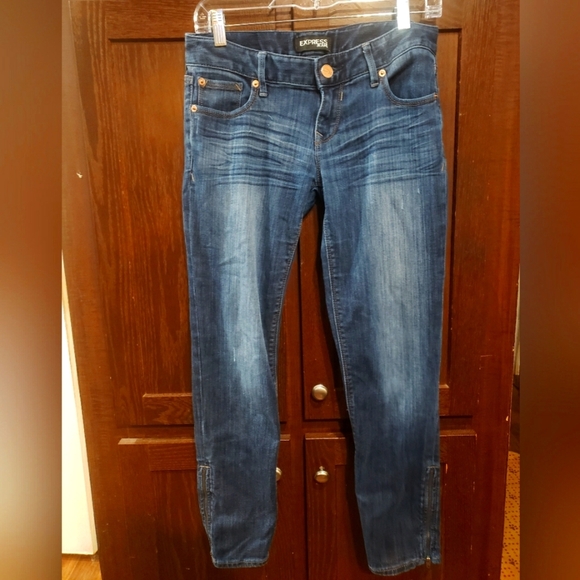 Express Stella Women's Size 2‎ Blue Skinny Low Rise Dark Wash Ankle Zip 🌸 CUTE! - Picture 1 of 5
